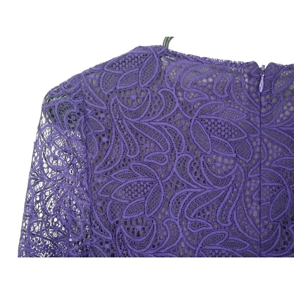 NWT Michael Kors Lace Long Sleeve Skater Dress Purple 2‎